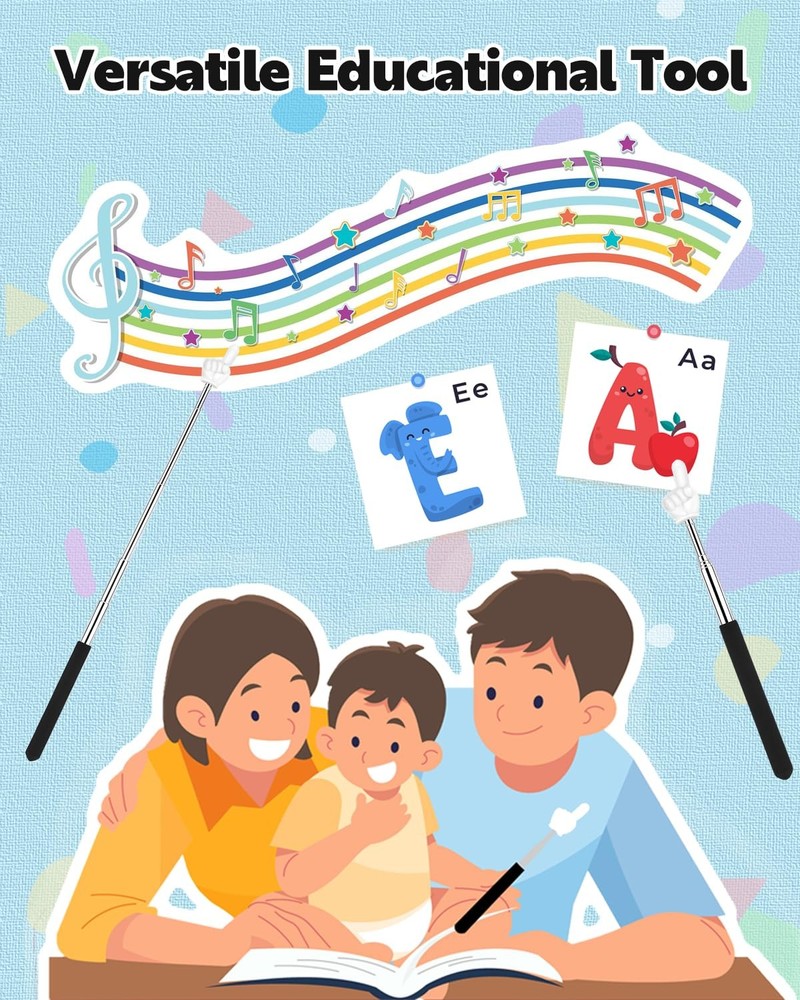 Retractable Teacher Pointer for Classroom Kids Reading, Extendable Finger Poi...