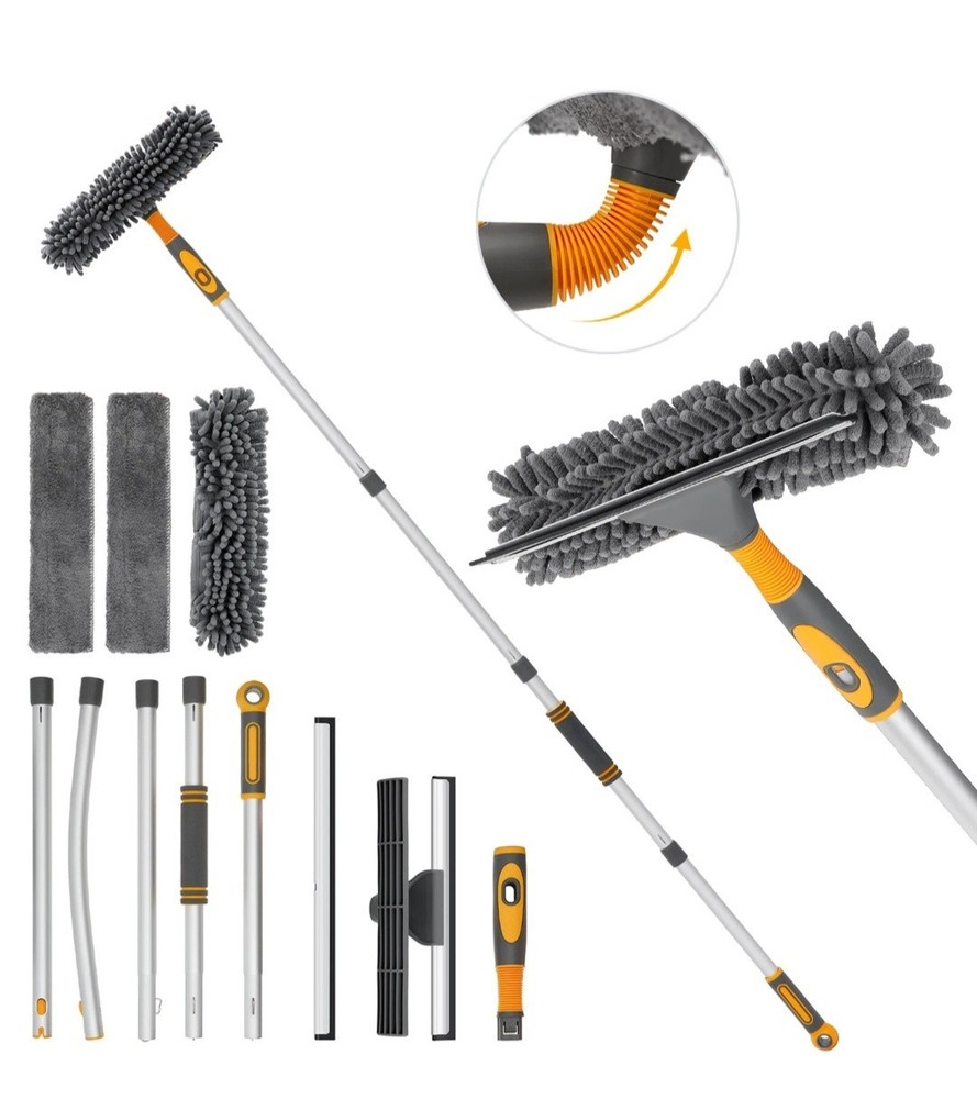 62" Professional Window Cleaning Kit With Squeegee, Mop and Duster.