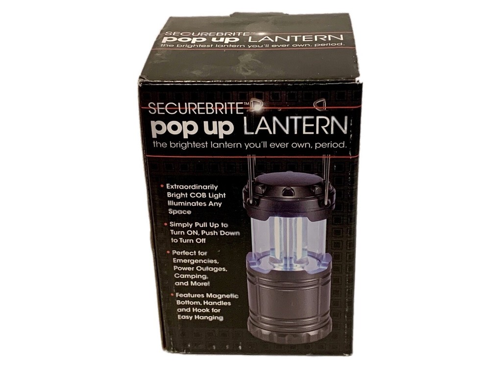 Securebrite Pop Up Lantern COB Light - Pull Up ON / Push Down OFF
