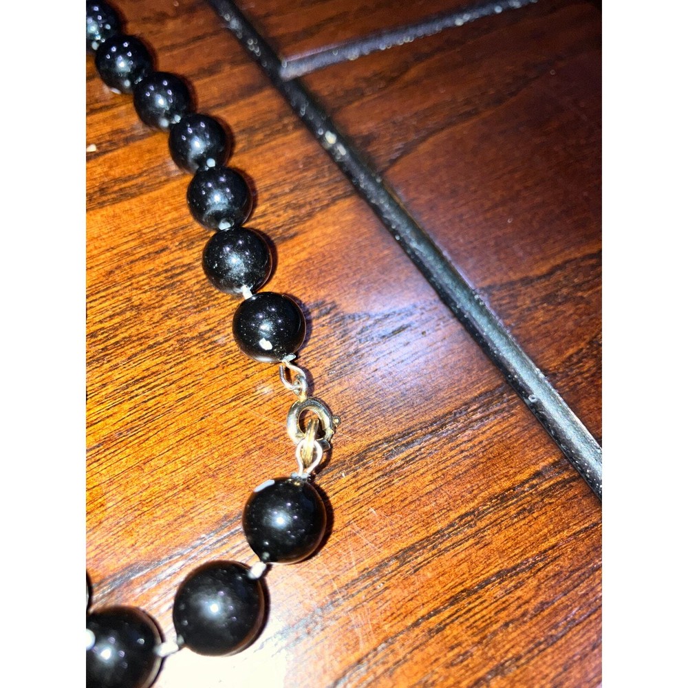 Black Distressed Beaded 24.25' Length Necklace!