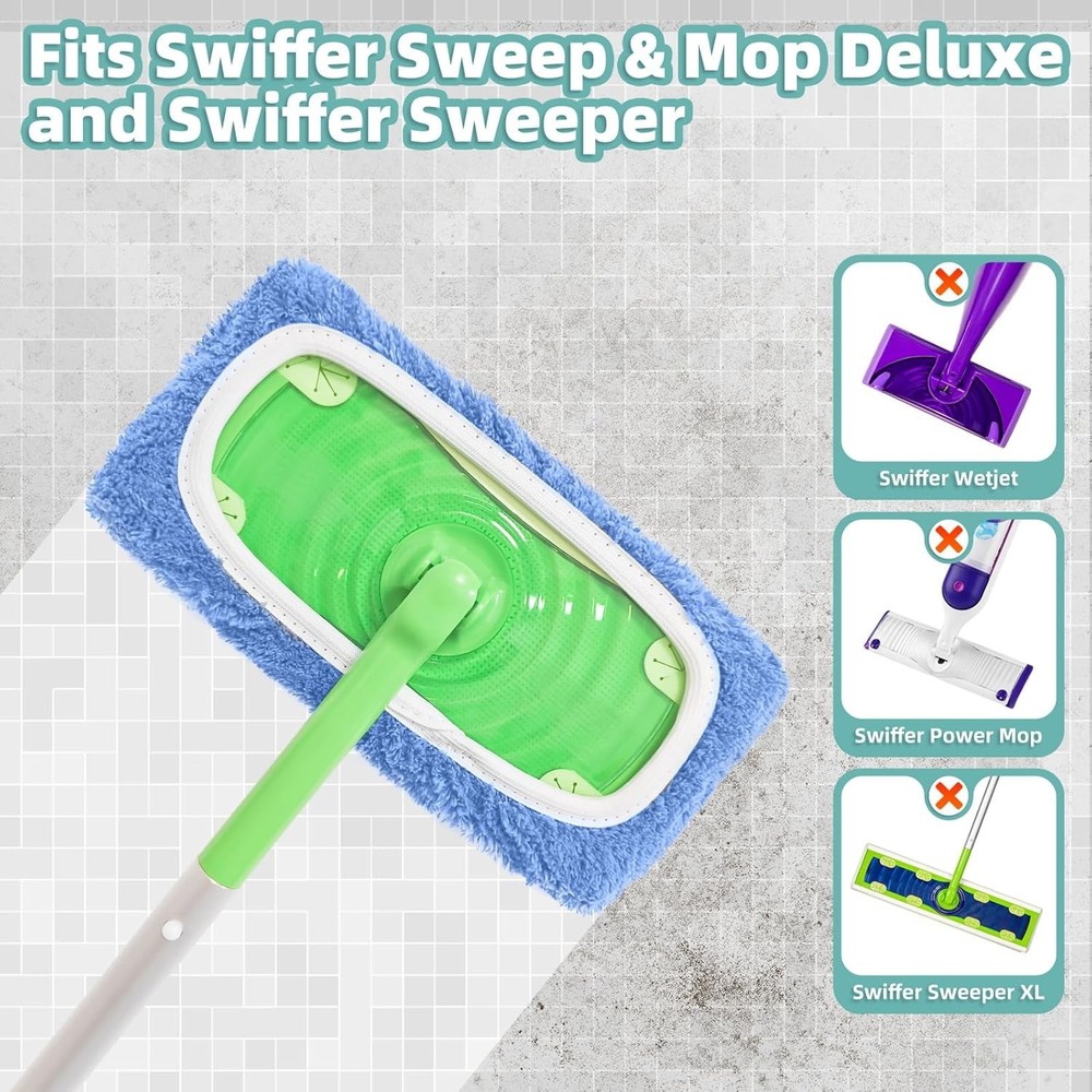 Reusable Mop Pads Compatible with Swiffer Sweeper Mop, Microfiber Dry Sweeping C