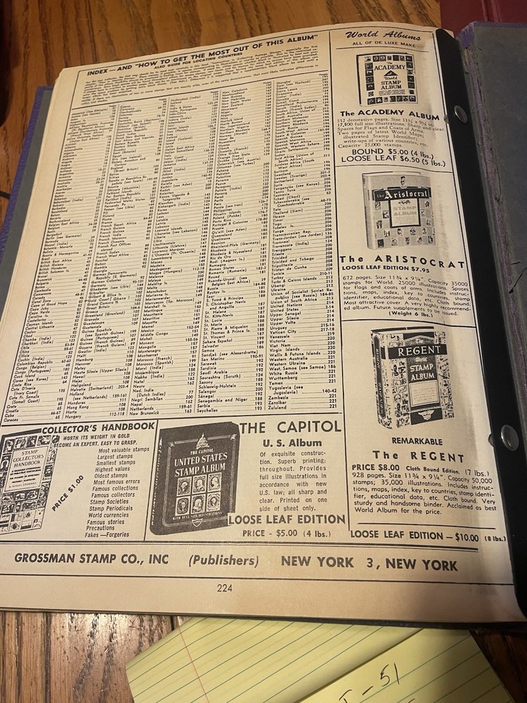 The Premier World Stamp Album 1922 -1 962 Grossman Germany Hitler 875+ Stamps