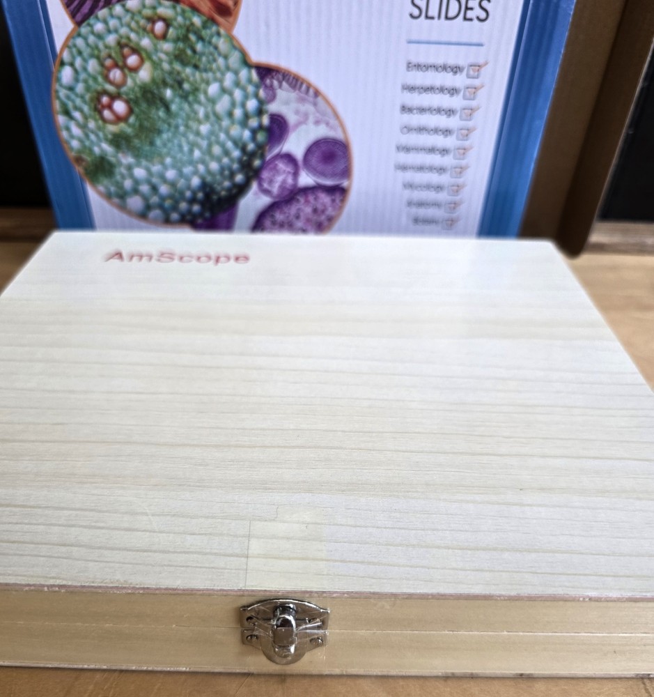 AmScope PS100B 100 Homeschool For Basic Biology Prepared Microscope Slides -Set