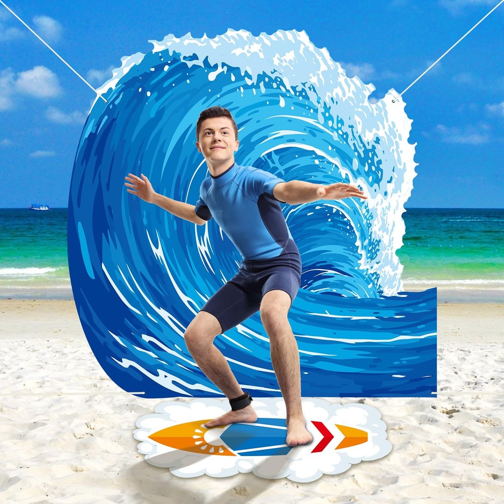Ocean Waves Backdrop Tropical Summer Sea Wave Backdrop Banner Surfboard Shape...