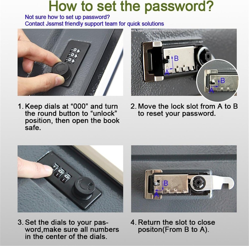 Large Home Office Book Safe with Code Lock - Stylish Metal Diversion Safe