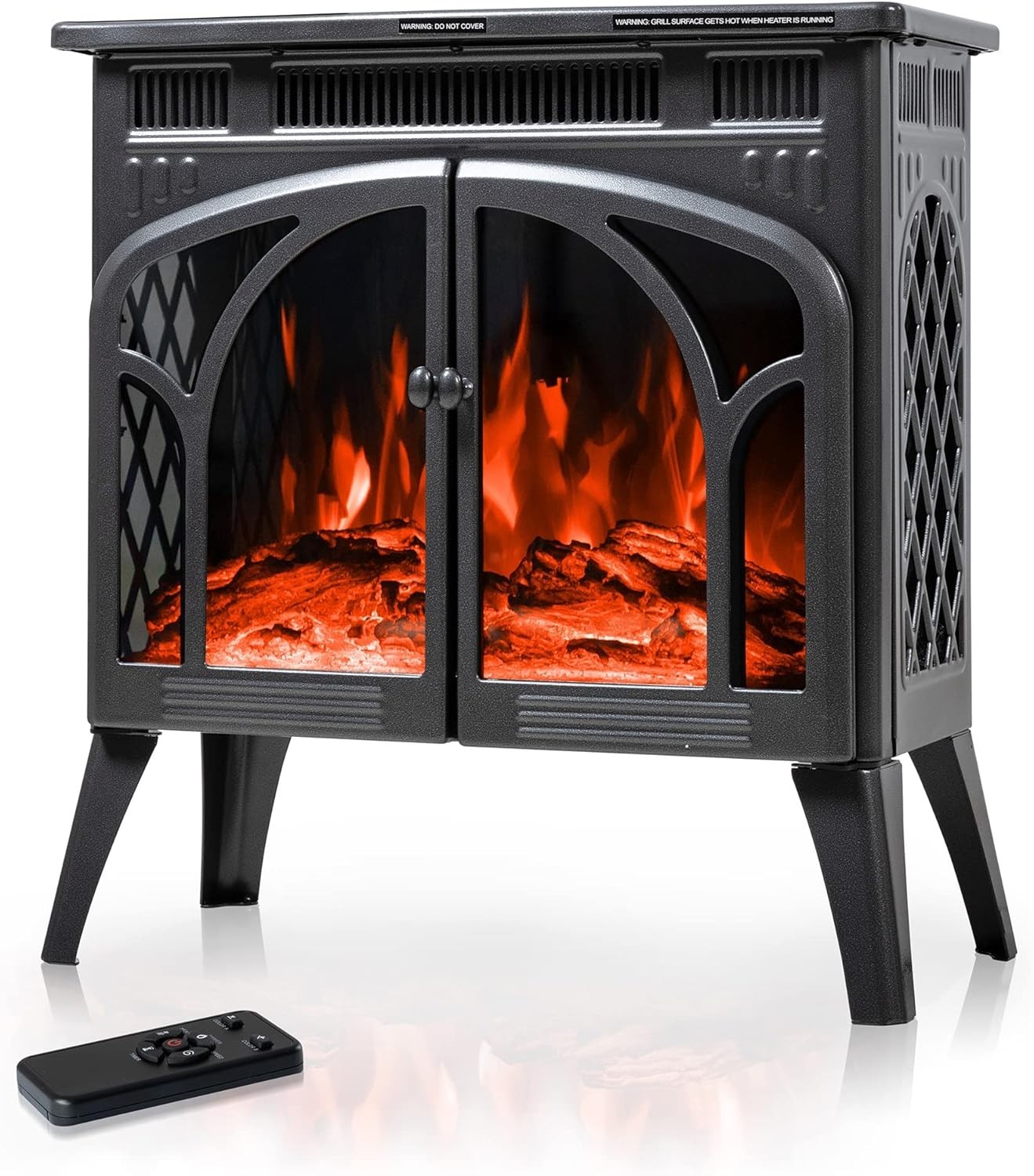 24Inch Electric Fireplace Stove, Free-Standing Infrared Fireplace Stove, Contro