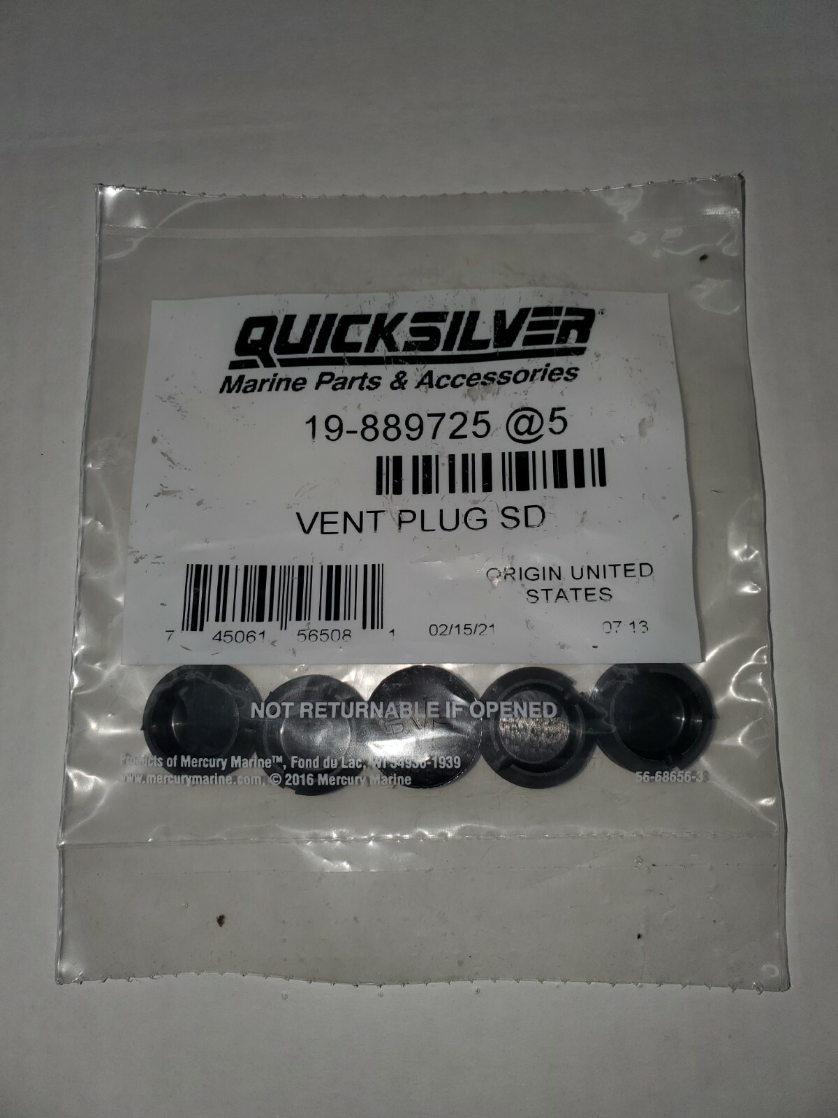 Mercury, Yamaha, Honda, OEM Solid Performance PVS Vent Plug 8M0214985, 889725