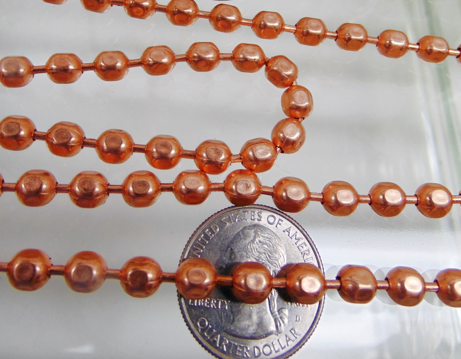 BULK Copper Ball  CHAIN  Faceted 6.3mm bead ~ Various Lengths + Connectors USA