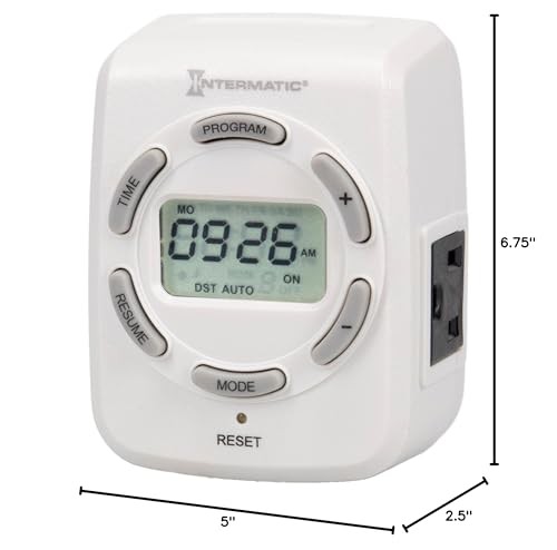Intermatic DT122K 15-Amp Digital Indoor Timer - 7-Day Programming & White