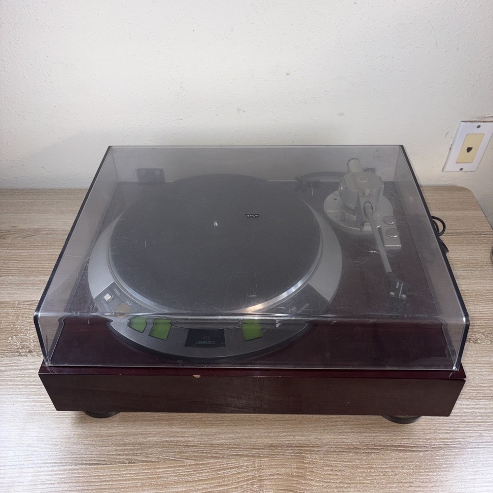 DENON DP-57L Automatic Direct Drive DD Record Player Brown Missing 1 Foot Read