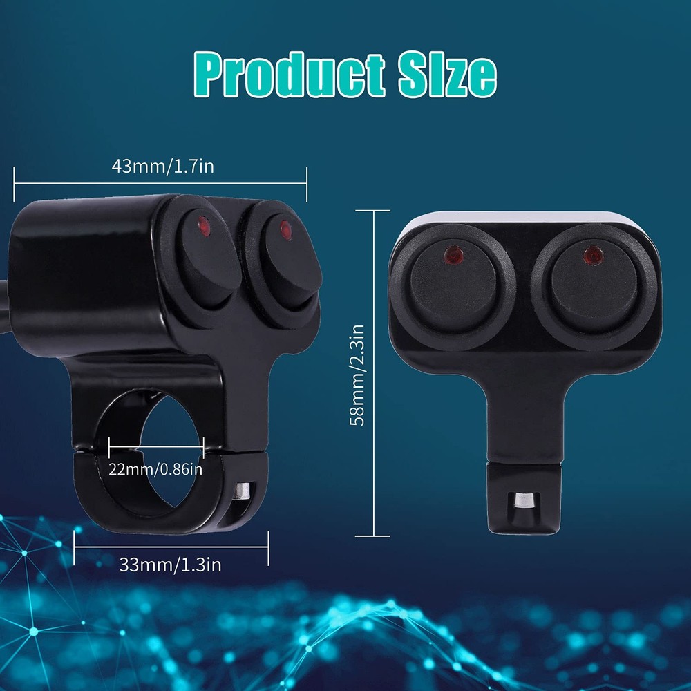 Waterproof Motorcycle ATV 7/8″ Light Bar Switch，Handlebar Double Control Kill...