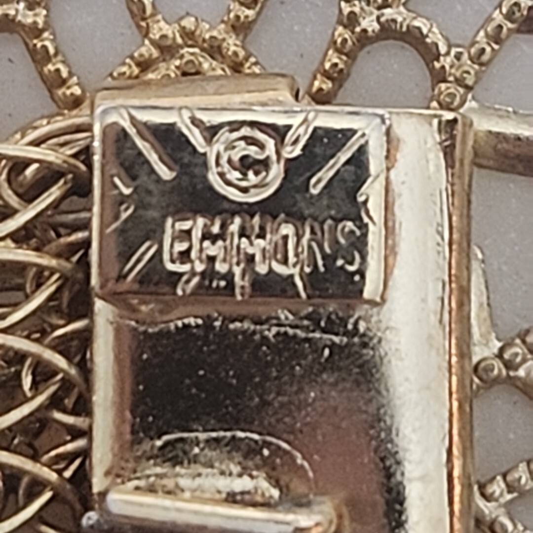 Belt EMMONS Gold Tone Woven Metal With Acrylic Mother of Pearl Detail Vintage