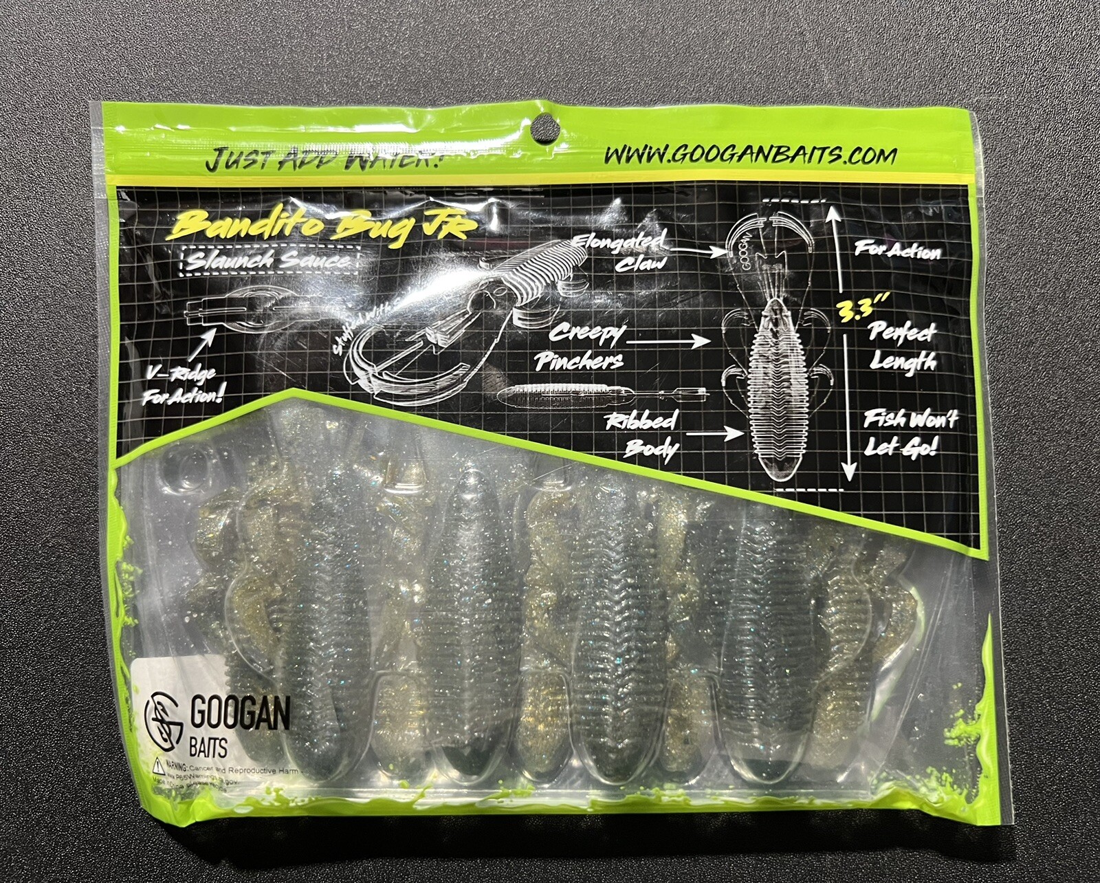 9-Pack GOOGAN BAITS JR GBB-33-NAT Bandito Bug Jr 3.3" Natural Color Fishing Lure
