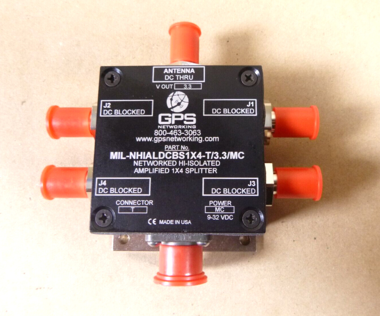 GPS Networking Active Antenna Splitter 1x4, MIL-NHIALDCBS1X4, Military Connector