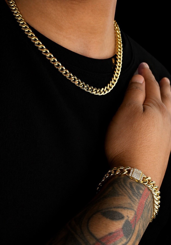 14k laminated gold, Cuban style set