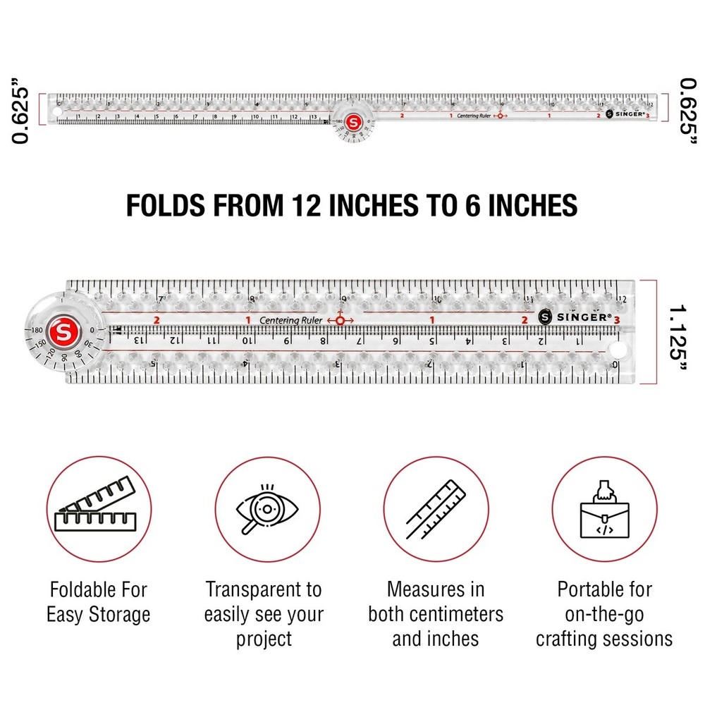 SINGER Precision Measuring Folding Ruler-12"