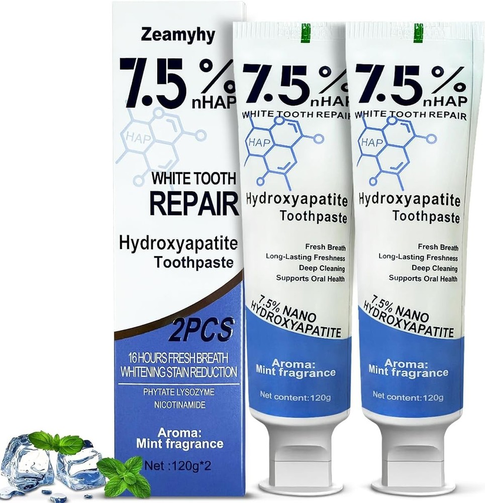 7.5% Hydroxyapatite Toothpaste for Advanced Enamel Protection 2 pack
