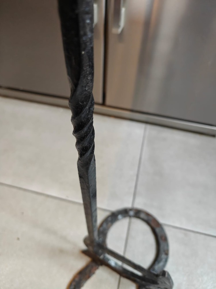 Vintage wrought iron Blacksmith made boot scraper - 100cm high