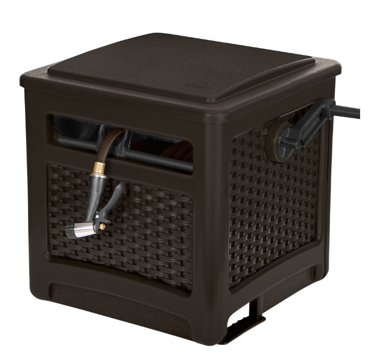 225 ft. Smart Trak Wicker Garden Hose Reel Guide and Hideaway, Java Brown
