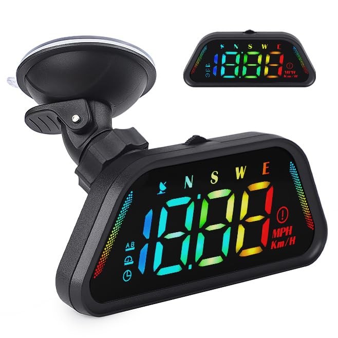 Car Color Head-Up Display, GPS Speedometer HUD with MPH/KMH Function, Speed