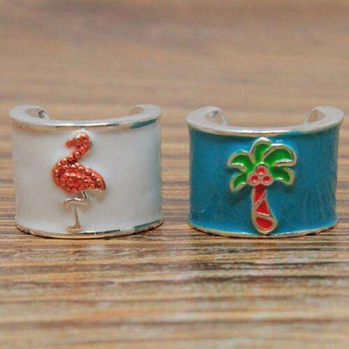 CharMED Stackable Stethoscope Charm Combo | Tropical Palm Tree and Flamingo