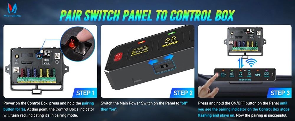 MICTUNING MS600 Wireless 6 Gang LED Touch Switch Panel Slim Circuit Relay System