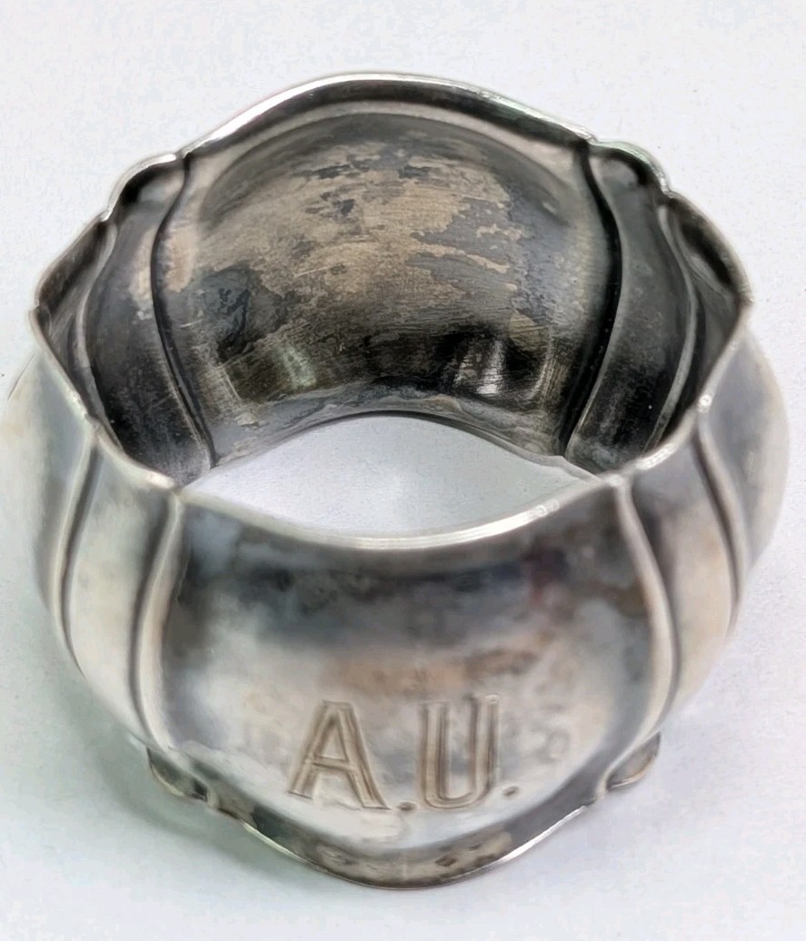 835 German Silver Napkin Ring Wilhelm Binder 36 Grams AU Monogram
