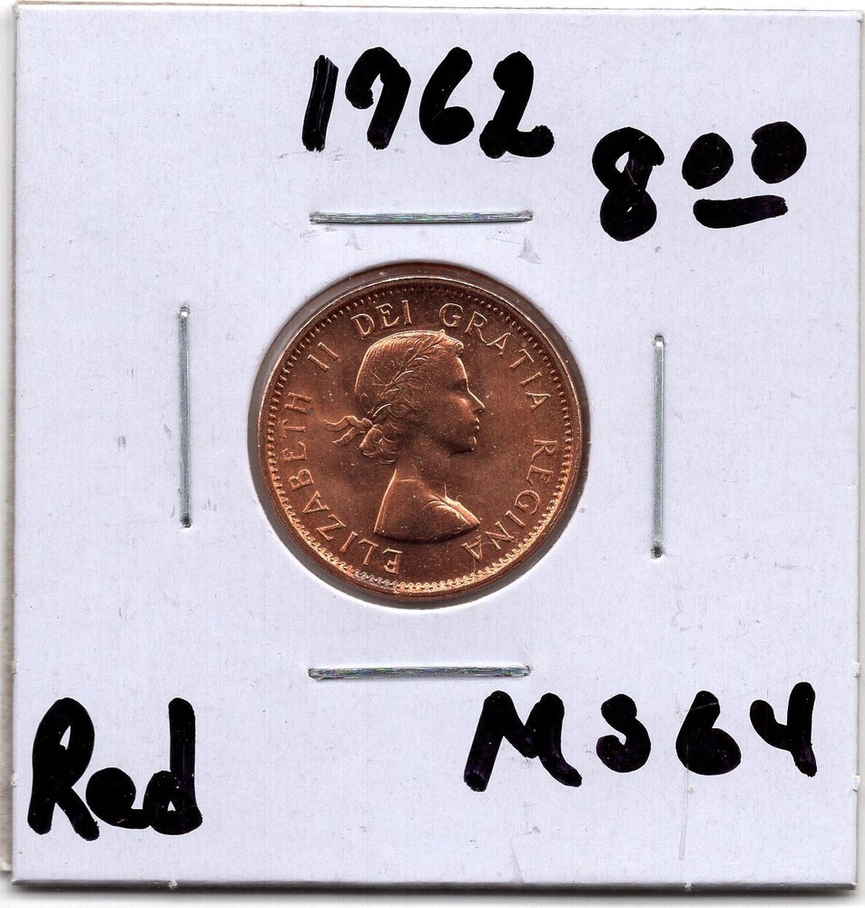 1962 Canada 1 Cent Coin - Red -  MS