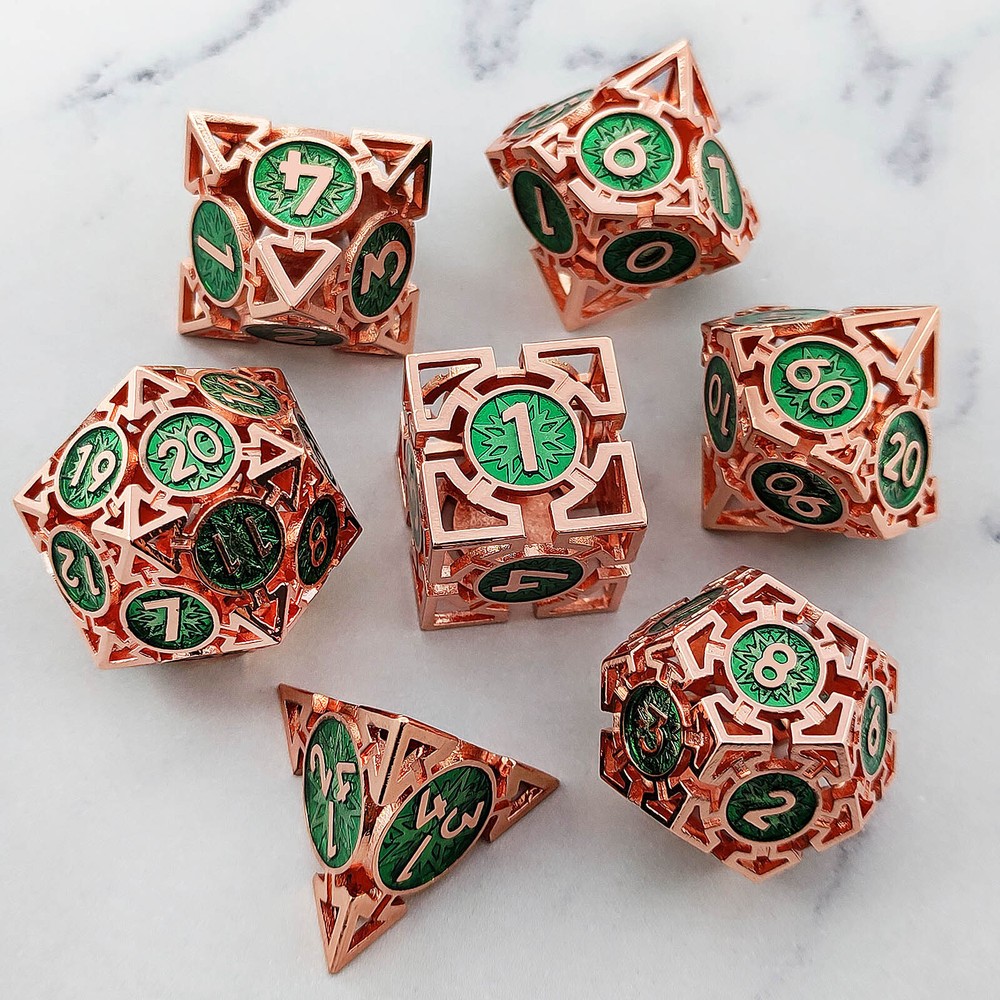 7PCS Metal DND Dice Set Dungeons and Dragons Polyhedral Roll Playing Dice D4-D20
