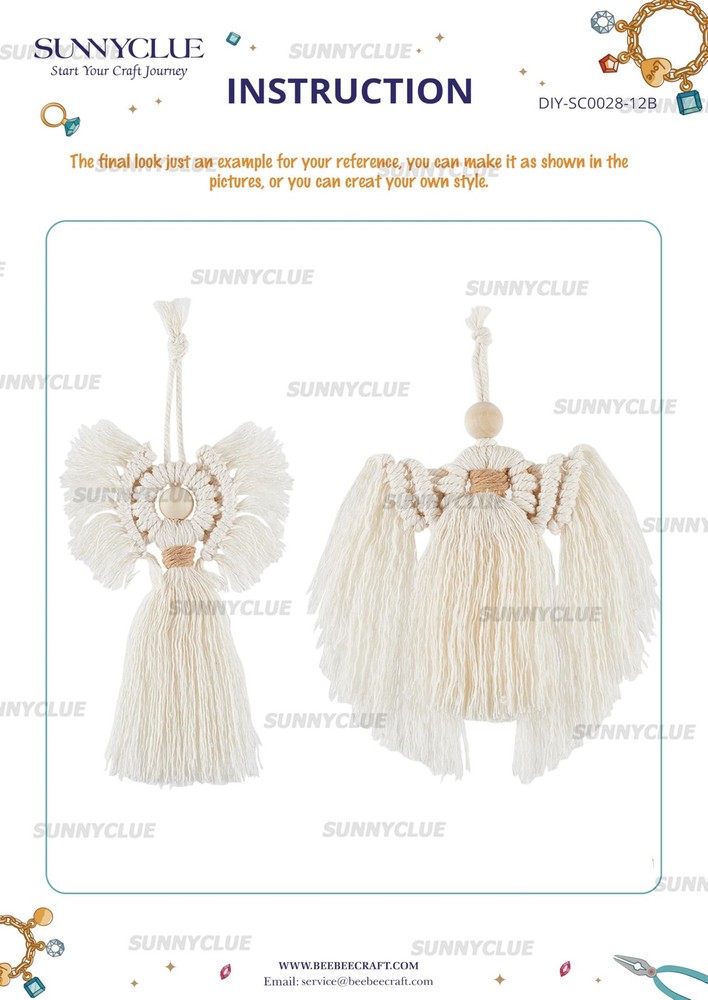 SUNNYCLUE 2 Sets Boho Macrame Kit Ornament Mixed Color