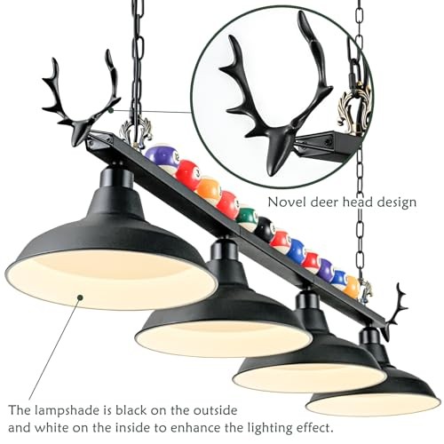 Pool Table Light, Billiard Light for 7' 8' 9' Pool Table, Hanging 4 Lights