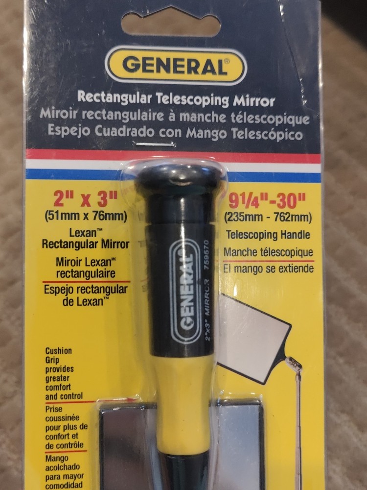 General Tools 759570 Rectangular Telescoping Mirror 2" by 3", 30" Handle
