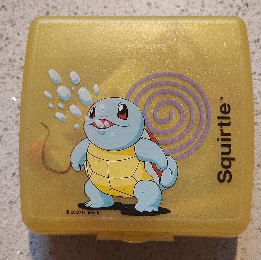 2000s Tupperware Pokémon Squirtle Lunch Box w/ assorted Pokemon items inside