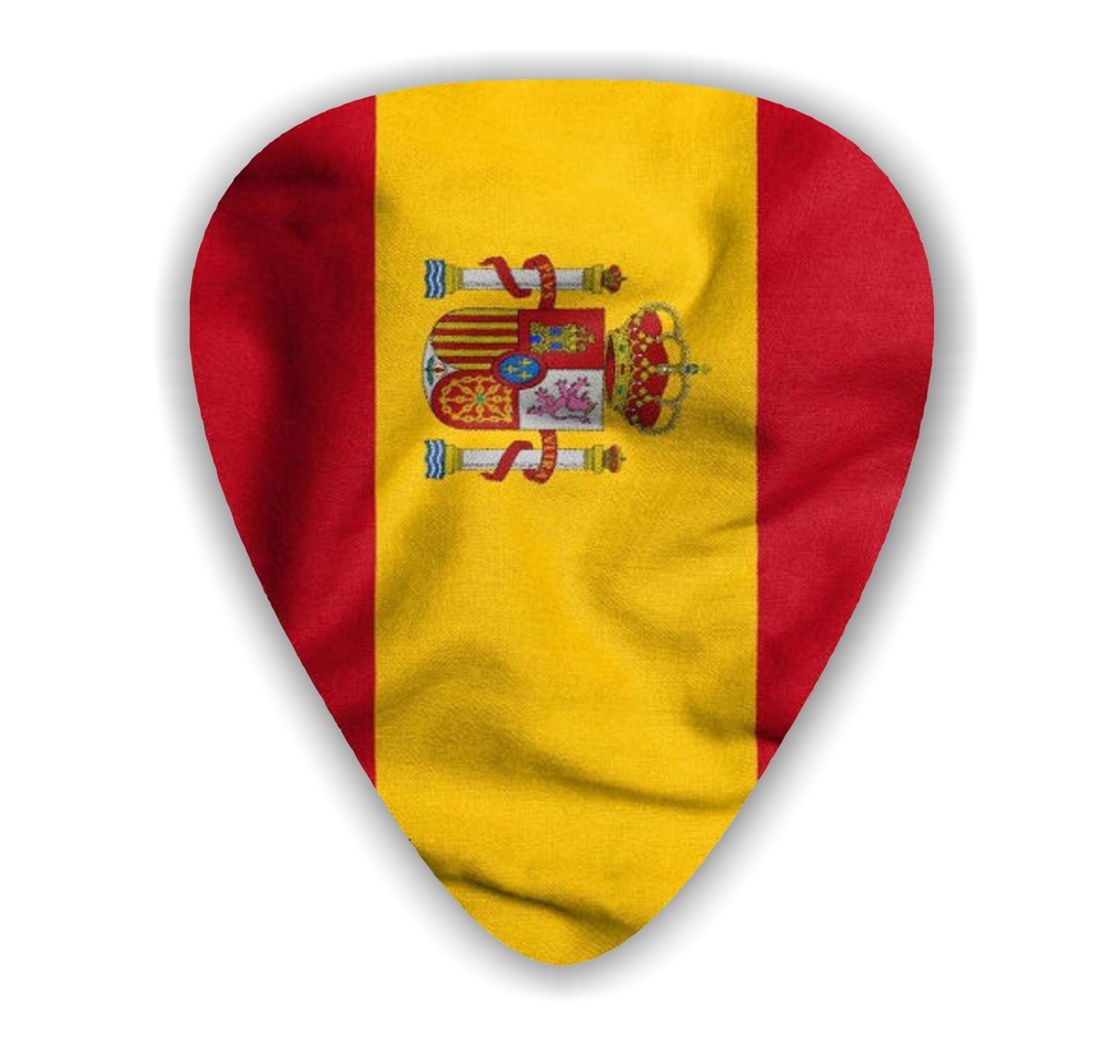 10 Spain ~ Spanish Flag ~ Guitar Picks,  Genuine Celluloid Guitar Picks