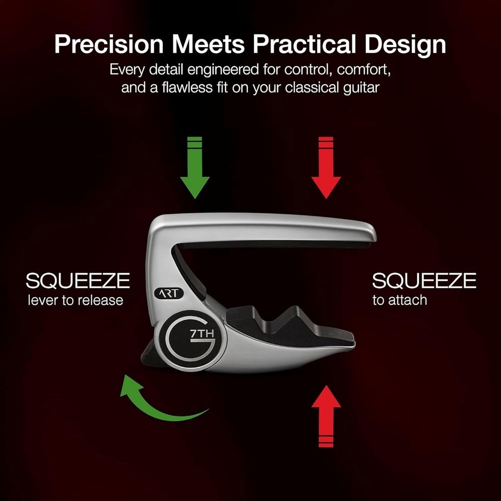 Versatile Silver Guitar Capo - Adaptive Radius Technology