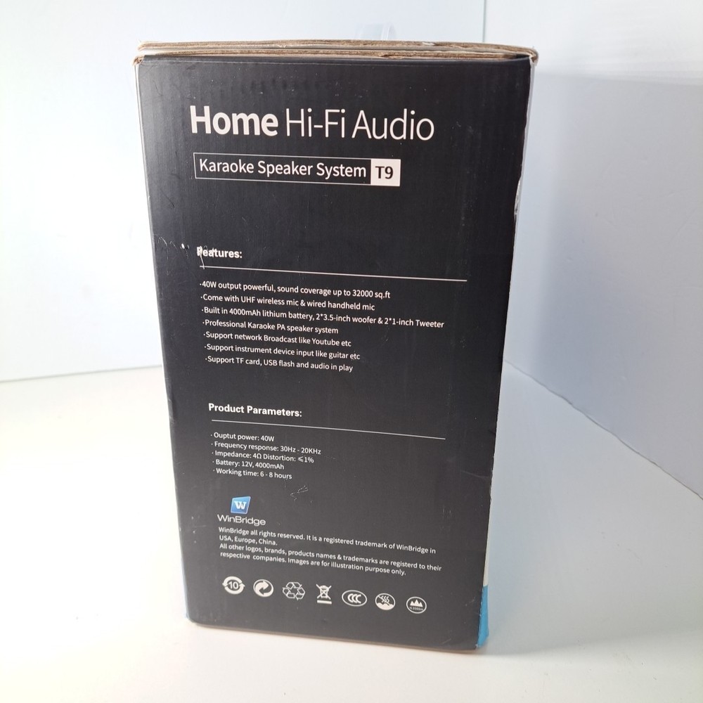 New in Open Box WinBridge T9 Karaoke Speaker System Portable PA System
