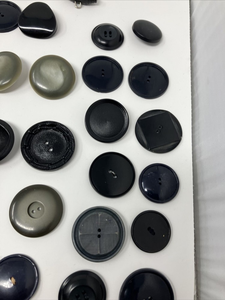 Vintage Button Lot Black Gray Mixed Lot