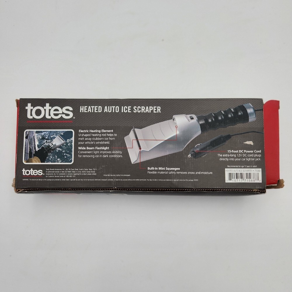Totes Heated Auto Ice Scraper Flashlight 15' New In Box