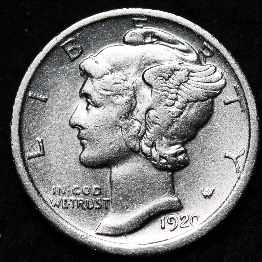 1920-D Mercury Silver Dime AU+ E305 WXCZ