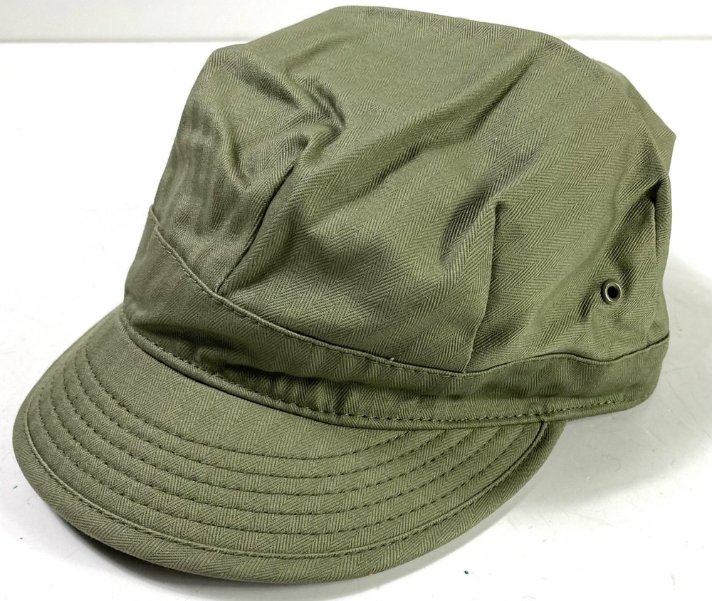 WWII US DARK LIGHT HBT COMBAT FIELD CAP, SHORT BILL-XLARGE