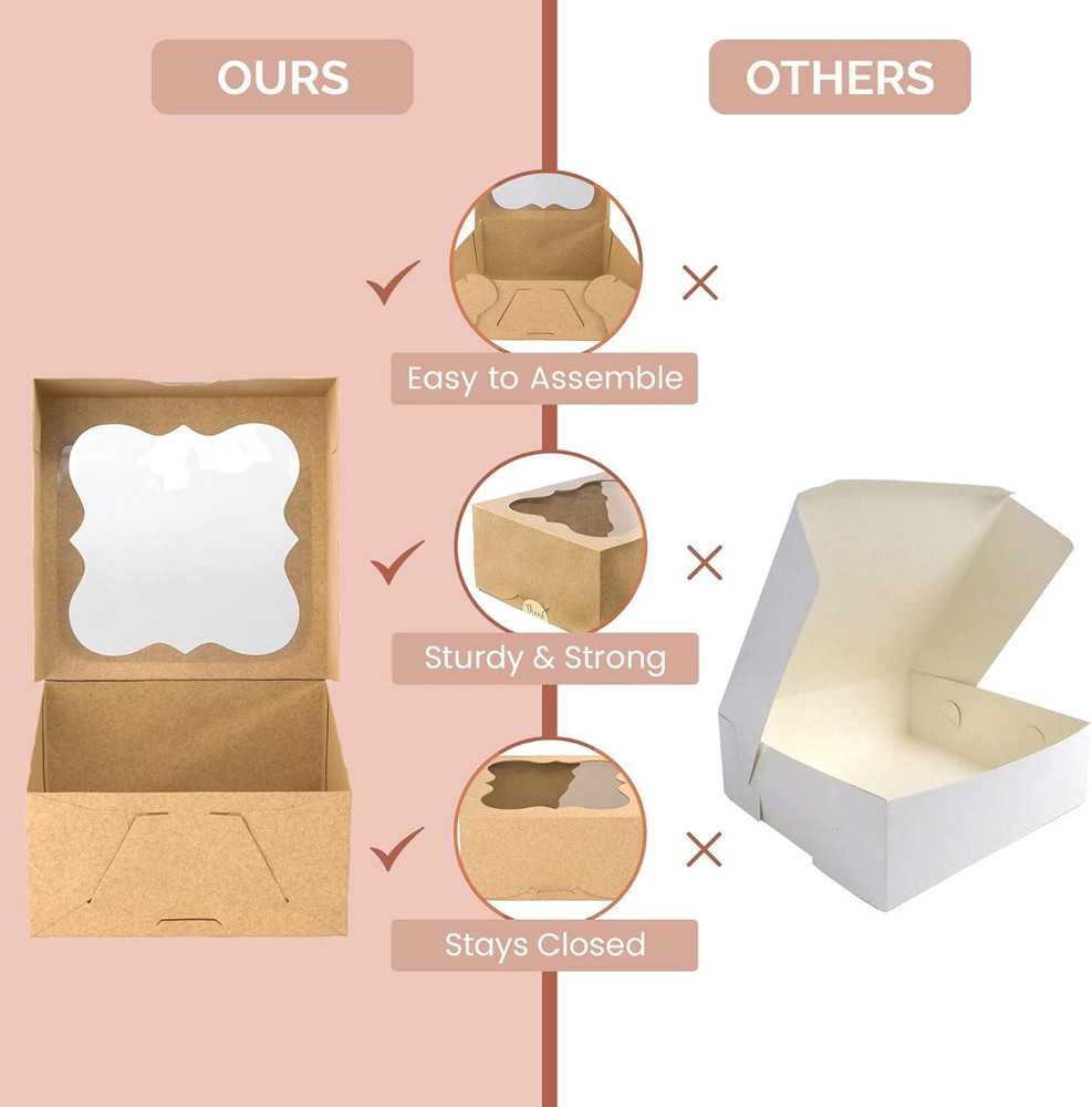 20 Pack Cookie Boxes for Gift Giving – 6X6X3 Inches Bakery Boxes with Window - E