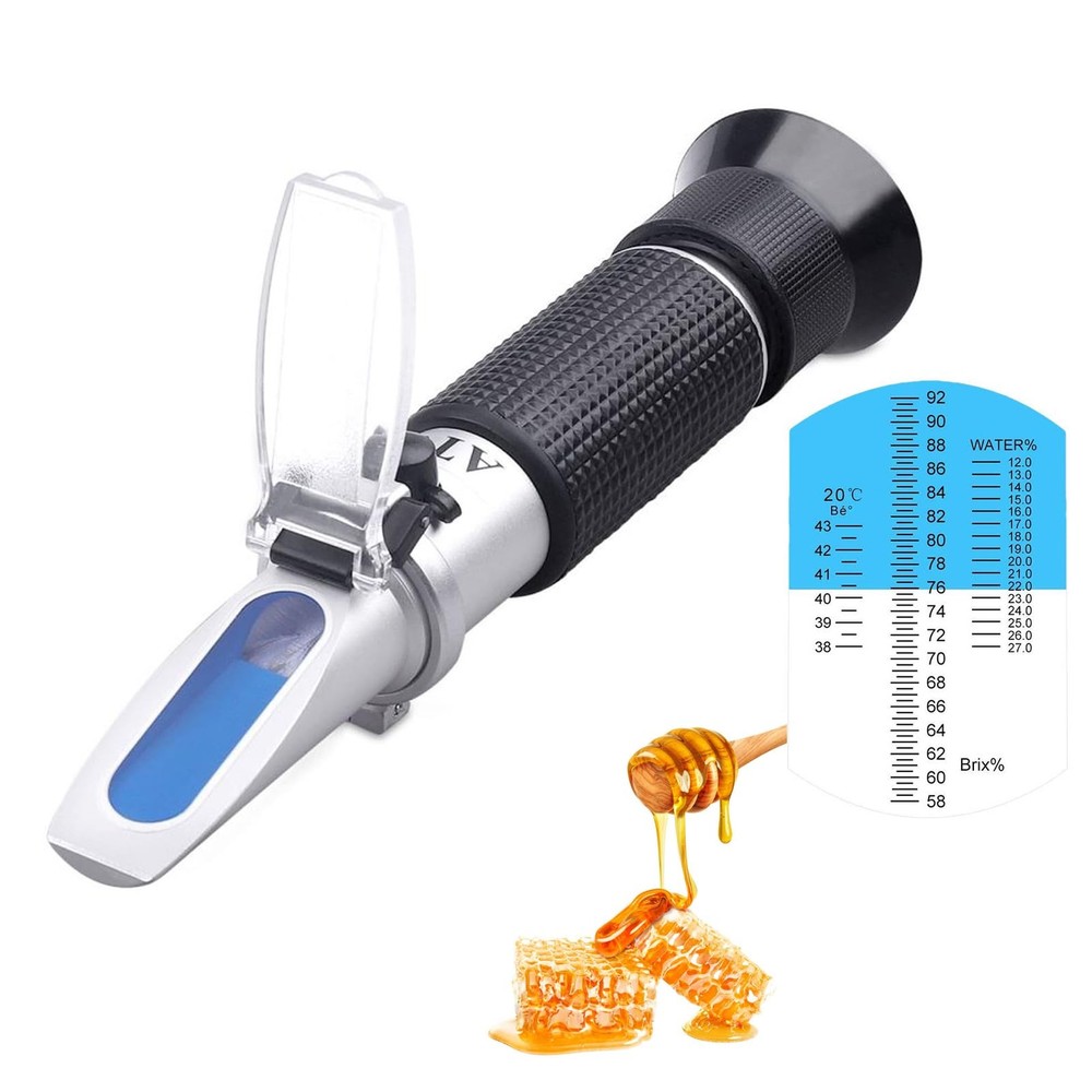 Honey Refractometer with ATC - Measures Refractometer, Black