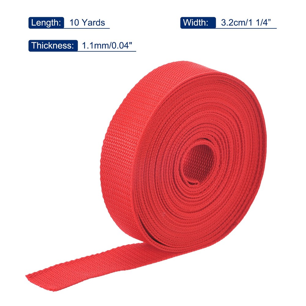 Lightweight Polypropylene Webbing Strap 1 1/4" 10 Yard Backpack Orange Red