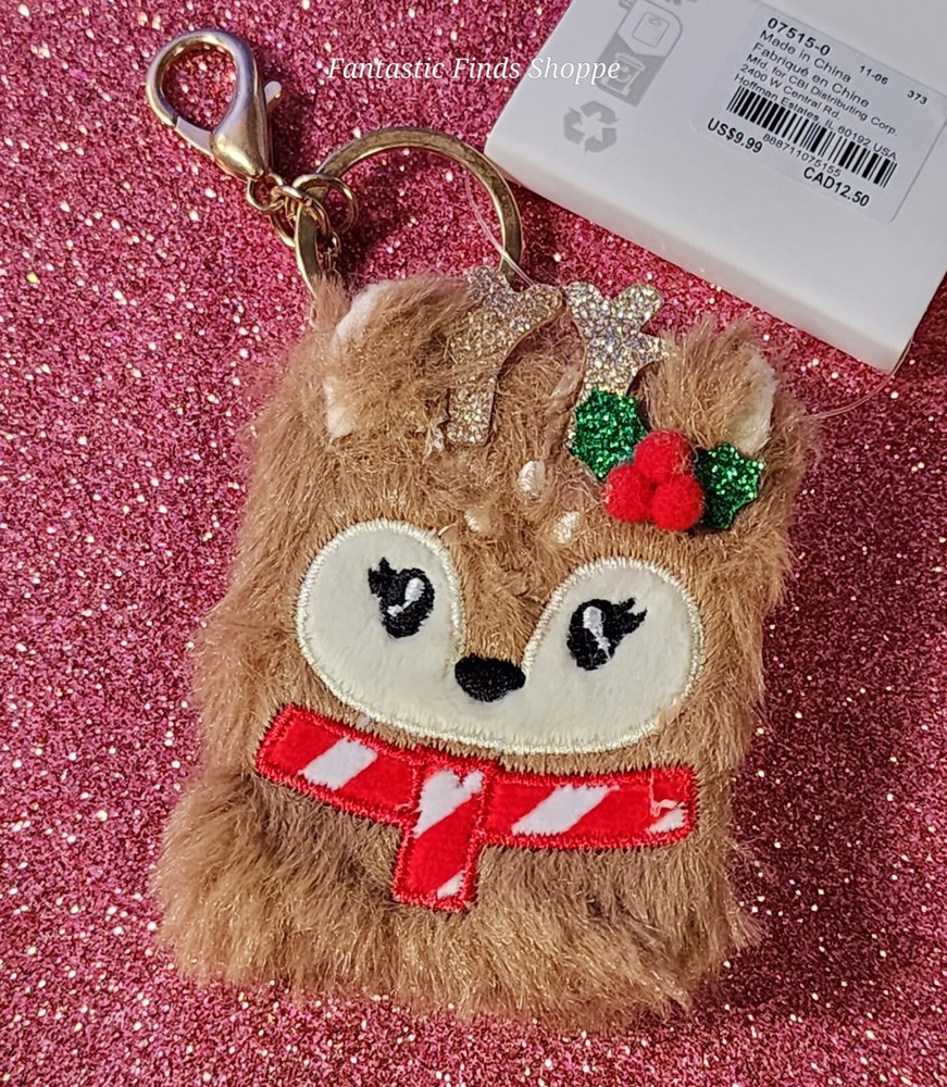 Christmas furry Reindeer Mini Diary Notebook Keychain Keyring NWT