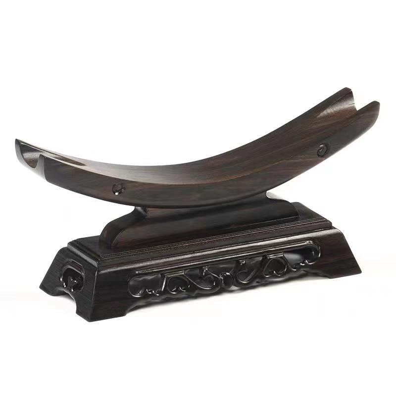 Wood Sword Stand Solid Display Katana Holder Crescent Shape