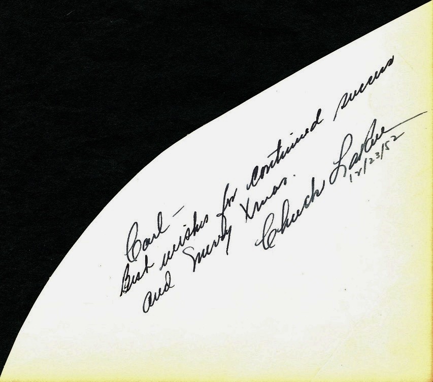 CHUCK LaRUE (??) Autograph - 1952