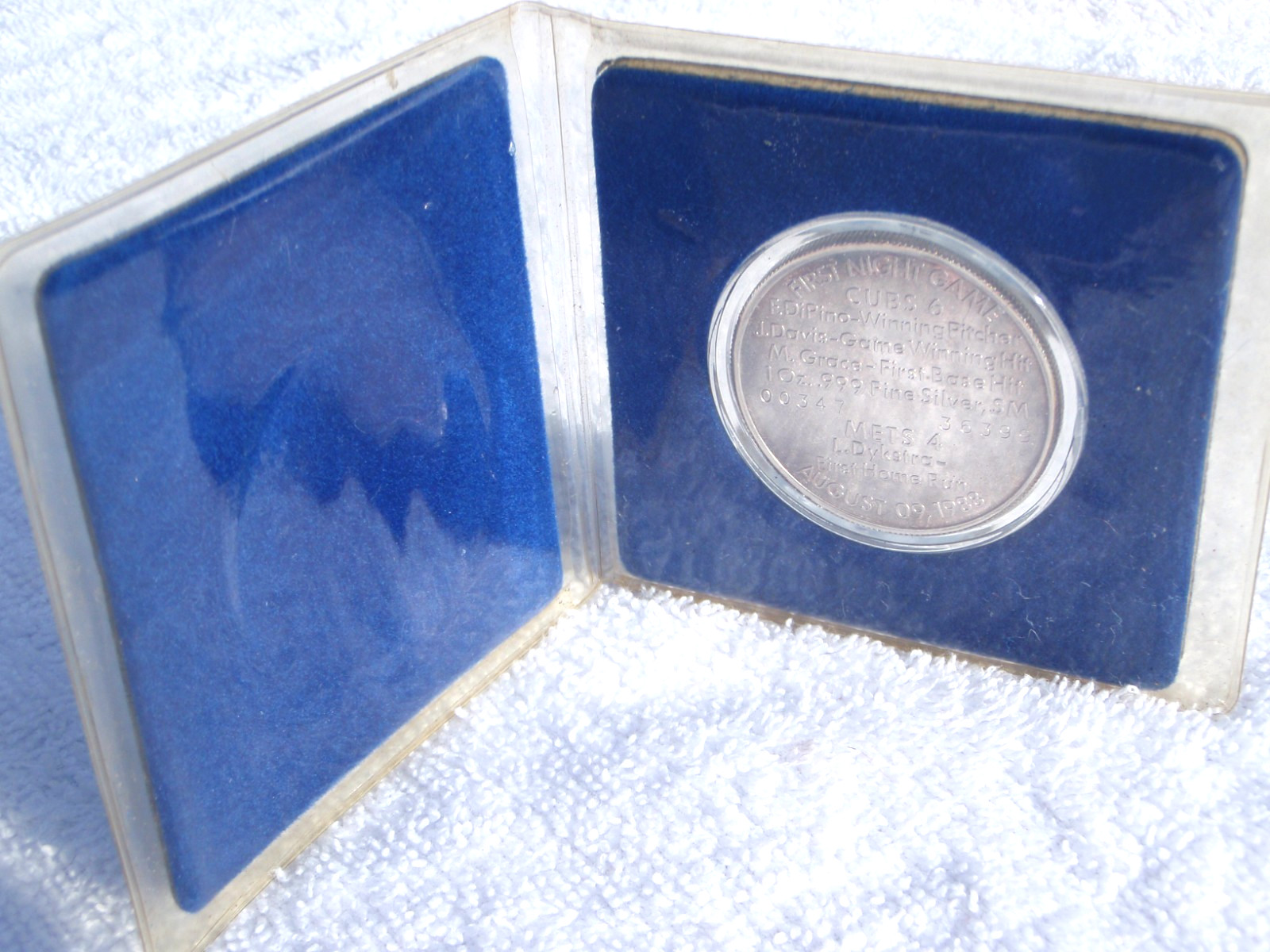 VTG:1st NIGHT GAME@ WRIGLEY FIELD CHICAGO CUBS 1 oz .999 SILVER COIN-AUG 9, 1988