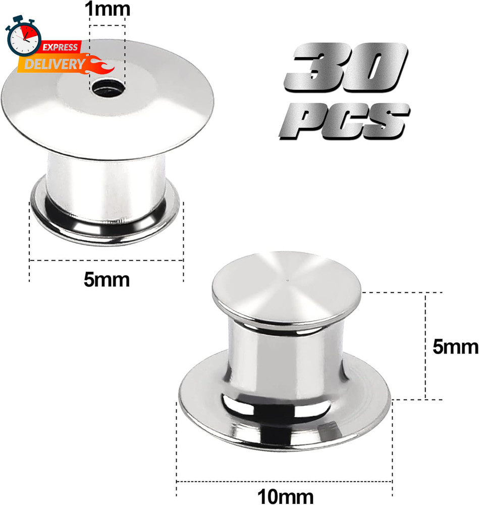 30 Pieces Metal Pin Backs Locking Pin Keepers Locking Clasp