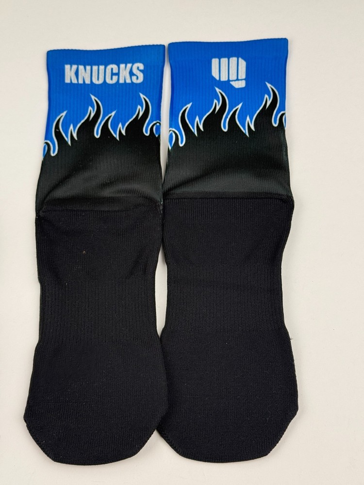 Custom Lab Thrill Knucks Socks SIZE Medium/Large Blue/Black Flames