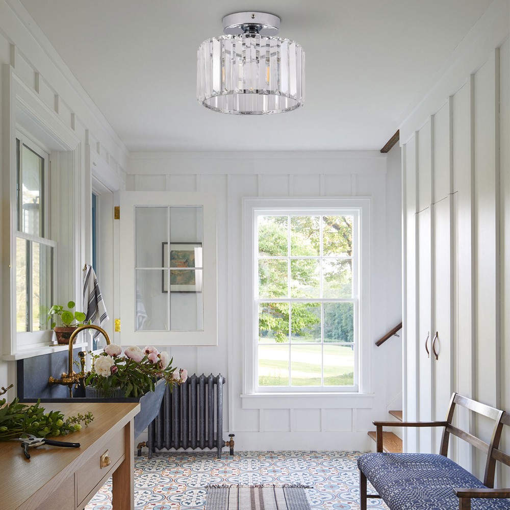 Modern Chandelier Light Crystal Ceiling Light Fixture Flush Mount Ceiling Lamp